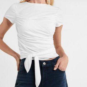 NWT Express White Body Contour Double Layer Short Sleeve Top MEDIUM